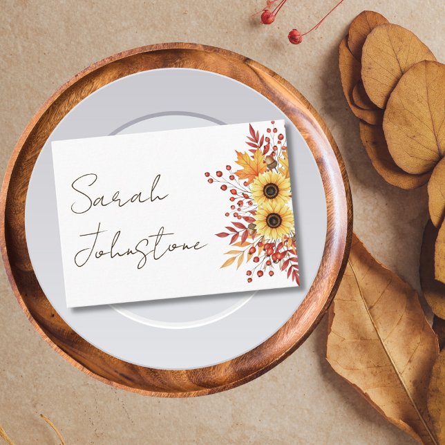 De Placement Carte Russe Sunflower Thanksgiving Place (Rustic Sunflower Thanksgiving Place Card)
