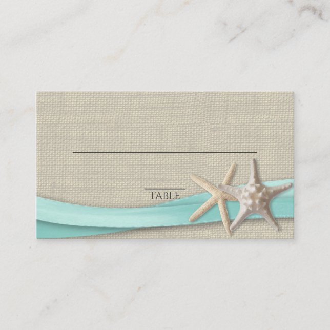 De Placement Carte Starfish and Ribbon Place Aqua (Devant)