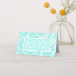De Placement Carte turquoise damask r.s.v.p