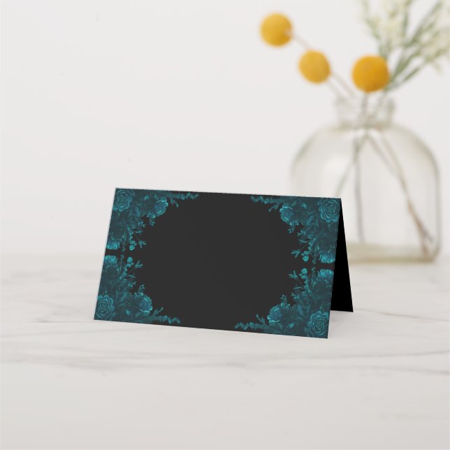 De Placement Carte Turquoise Mariage noire Rose (Devant)