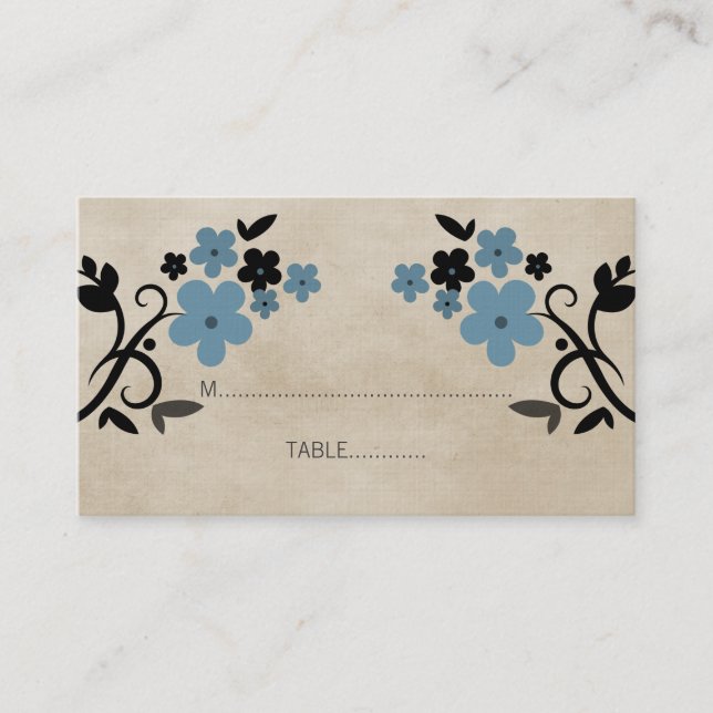 De Placement Carte Vintage Floral Blue Sweet (Devant)