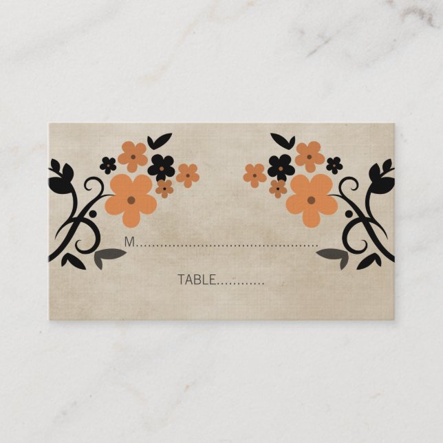 De Placement Carte Vintage Floral Orange (Devant)
