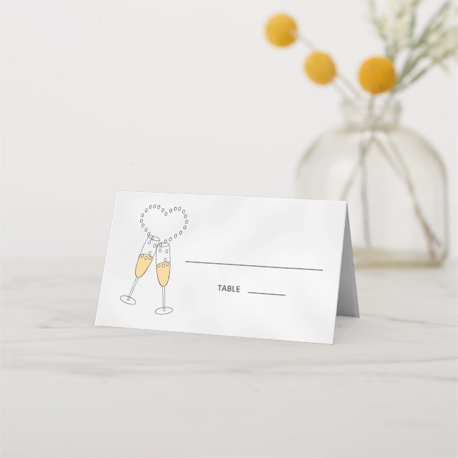 De Placement Champagne Heart on Grey Plaqué Carte Place (Devant)