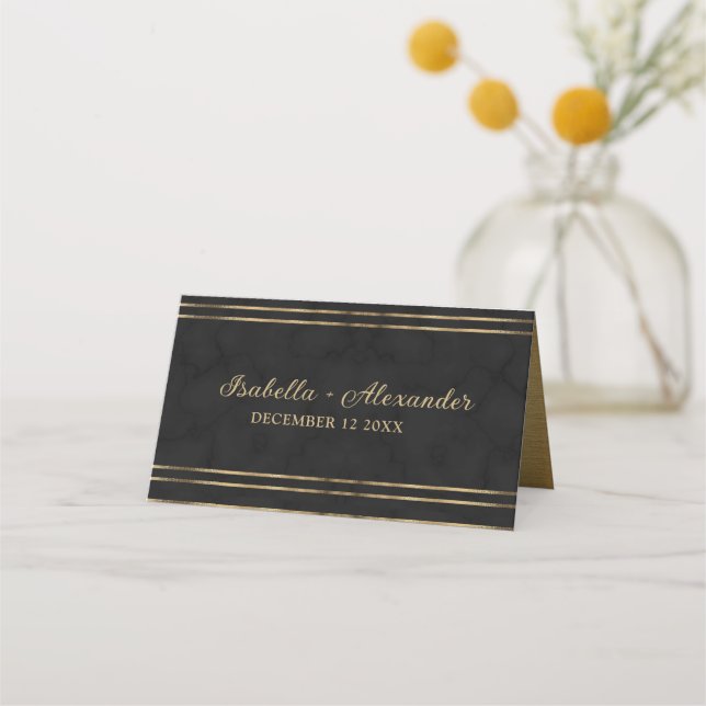 De Placement Chic Black et Gold Foil Personnalisé Carte Place (Dos)