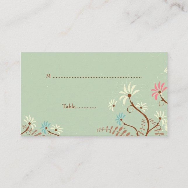De Placement Chic turquoise doux + crème mariage à fleurs carte (Devant)