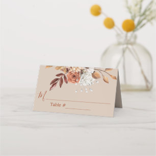 De Placement Chute Florale Fleurs Beige Mariage Carte Place
