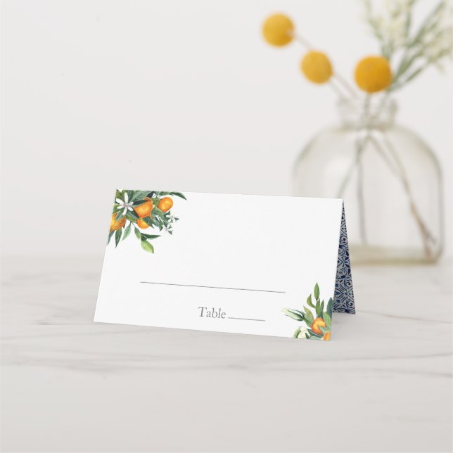 De Placement Citrus Carreaux méditerranéens Mariage Carte place (Devant)