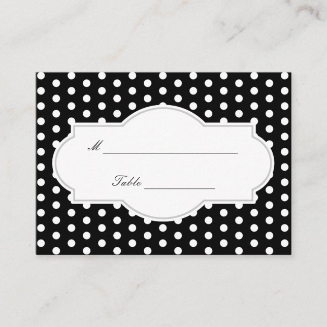De Placement Classé Pois noir Mariage Carte Place (Devant)
