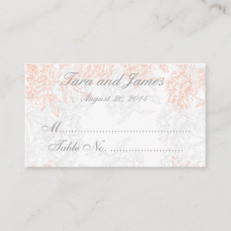De Placement Coral Grey Vintage Floral Mariage Carte Escort