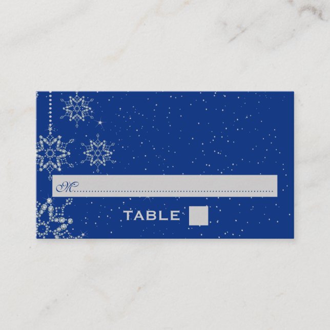 De Placement Cristal snowflakes bleu mariage carte place (Devant)