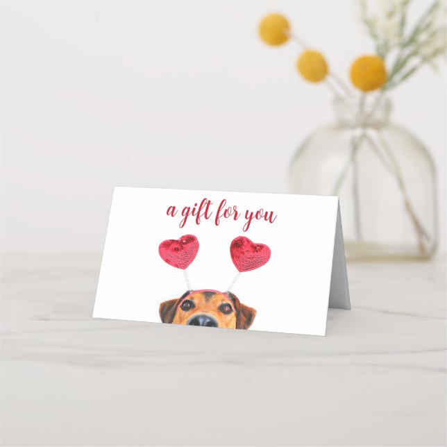 De Placement Cute Fun Dog Headband Valentine's Day Carte cadeau (Devant)