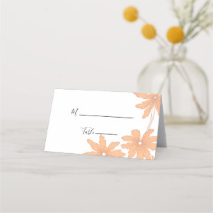 De Placement Daisées orange sur la carte Mariage Floral blanc