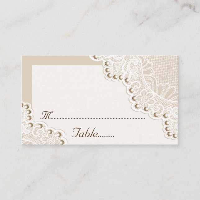 De Placement Dentelle blanche avec perles mariage carte (Devant)
