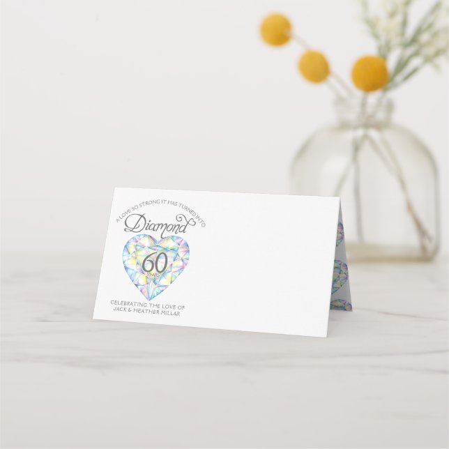 De Placement Diamond aquarelle 60ème mariage événement carte pl (Devant)