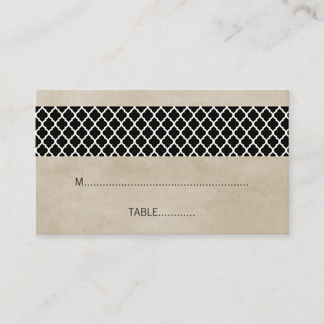De Placement Ebony Rustique Quatrefoil Mariage Carte Place (Devant)