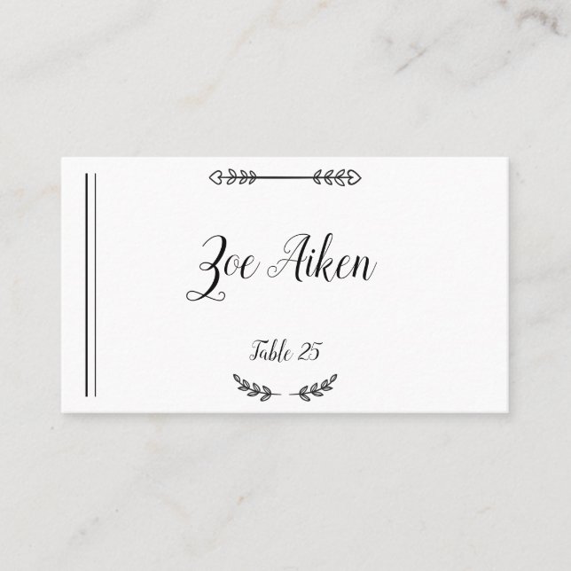 De Placement Elégant Country Chic Rustic Mariage Carte Place (Devant)
