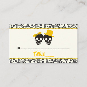 De Placement Elégant crâne Halloween jaune mariage carte place