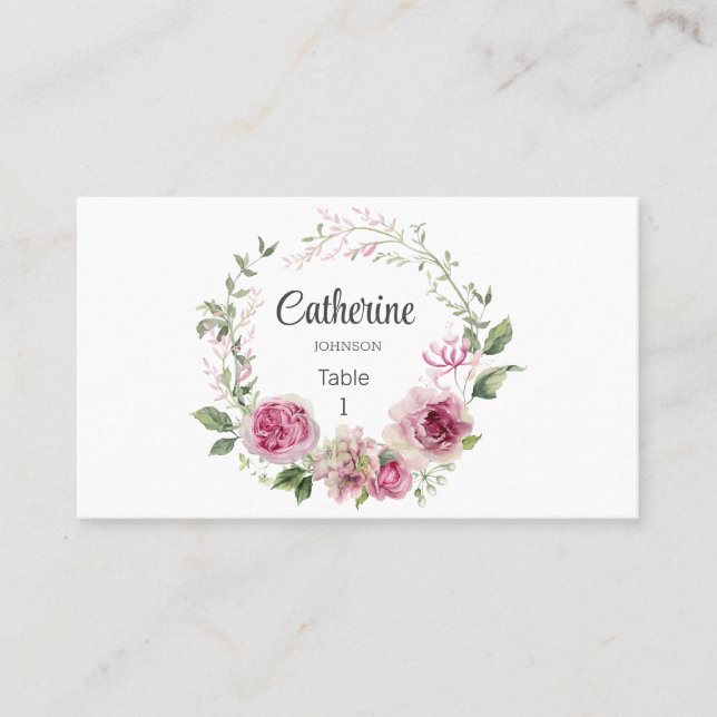 De Placement Elégant Escort Rose Peony Mariage Carte Place (Devant)