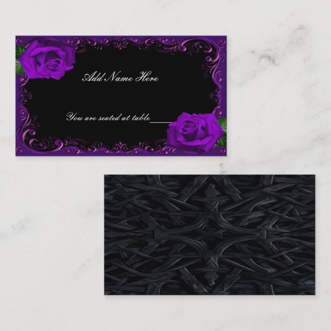 De Placement Élégant Goth violet Roses table carte place (Devant / Derrière)
