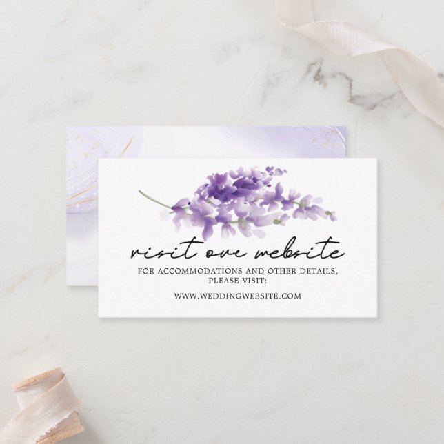 De Placement Elegant Lavender Mariage Website Insérer carte (Devant/Arrière en situation)