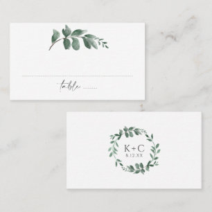 De Placement Elégant Vert Aquarelle Mariage Carte Place