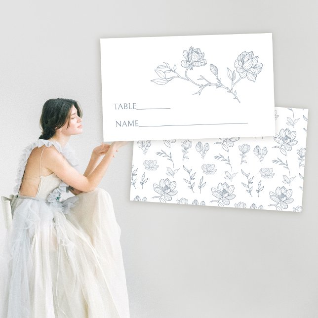 De Placement Elégante carte mariage à fleurs bleues (Créateur téléchargé)