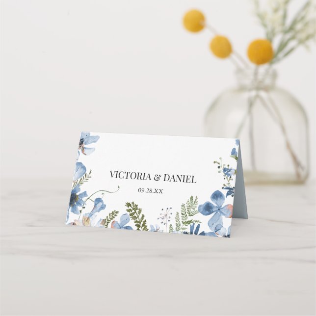 De Placement Elégante carte Mariage Bleu Bohème (Dos)