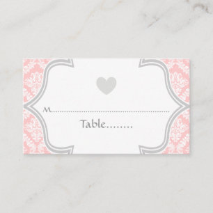 De Placement Elégante carte mariage damassé rose, gris