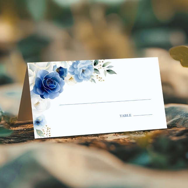 De Placement Elégante carte Mariage Floral Bleu (Créateur téléchargé)