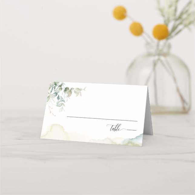 De Placement Elégante carte Mariage Verdure et Aquarelle (Devant)