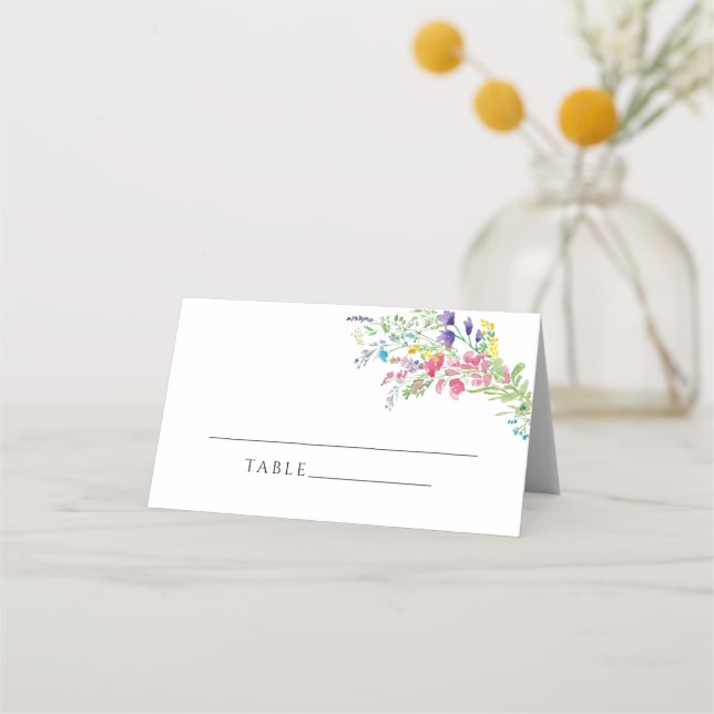 De Placement Elégante carte Mariage Wilflowers colorée (Devant)
