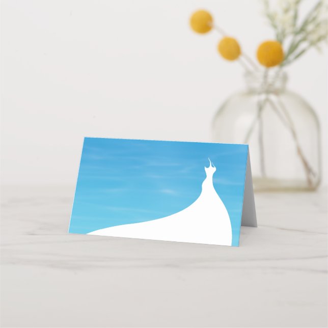 De Placement Elégante Fête des mariées Carte Place bleu aquarel (Devant)