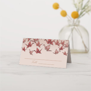 De Placement Élégante Grue Papier Origami Rouge Pliée Carte Pla