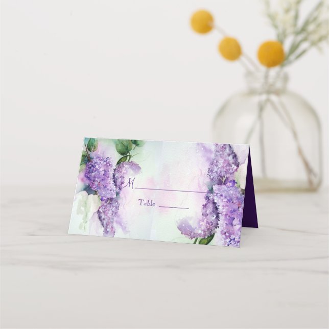 De Placement Elégante Lilac Flowers Mariage Carte Place (Devant)