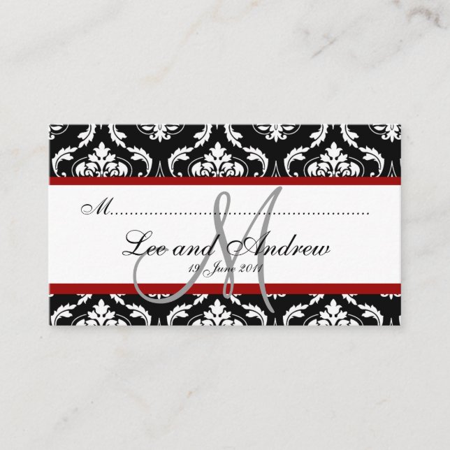 De Placement Elégante Mariage damassé Reception Carte Place Rou (Devant)