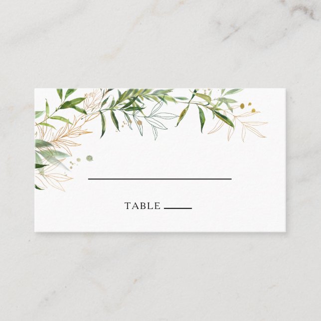 De Placement Elégante Olive Greenery Carte Mariage Plat Place (Devant)