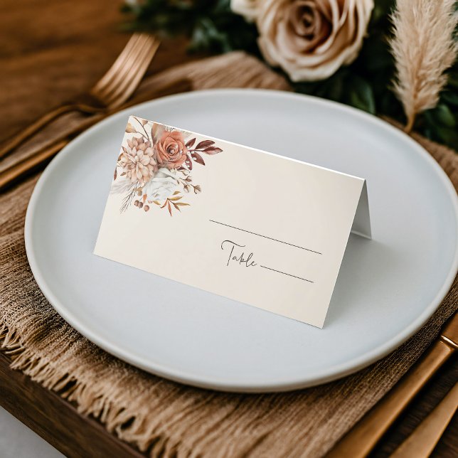 De Placement Elégante Rustique Autumn Pliée Mariage Carte Place (Créateur téléchargé)