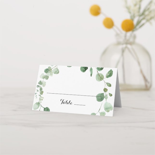 De Placement Eucalyptus Moderne Calligraphie Mariage Carte Plac (Devant)