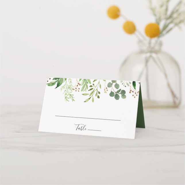 De Placement Eucalyptus Simple Brown Floral Mariage Carte Place (Devant)