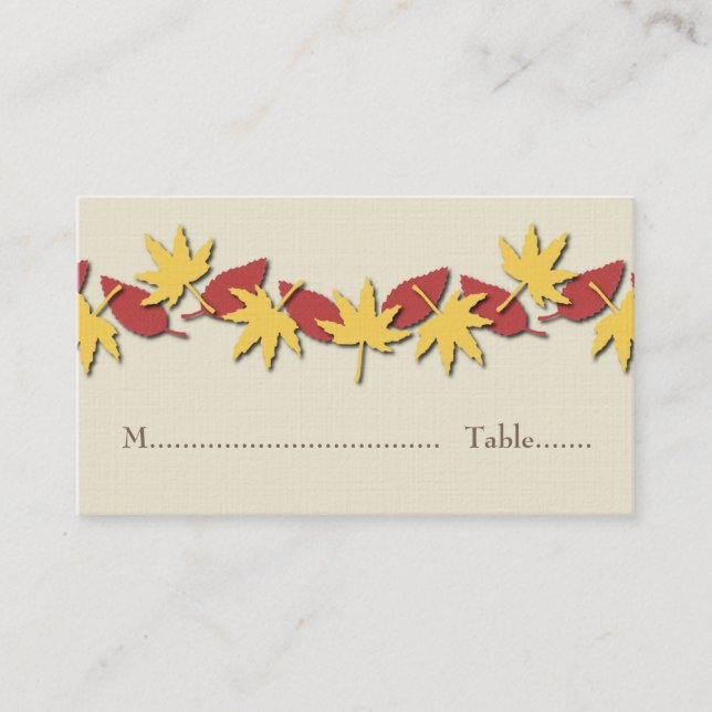 De Placement Feuilles Automne Carte Bordure, Jaune/Rouge (Devant)