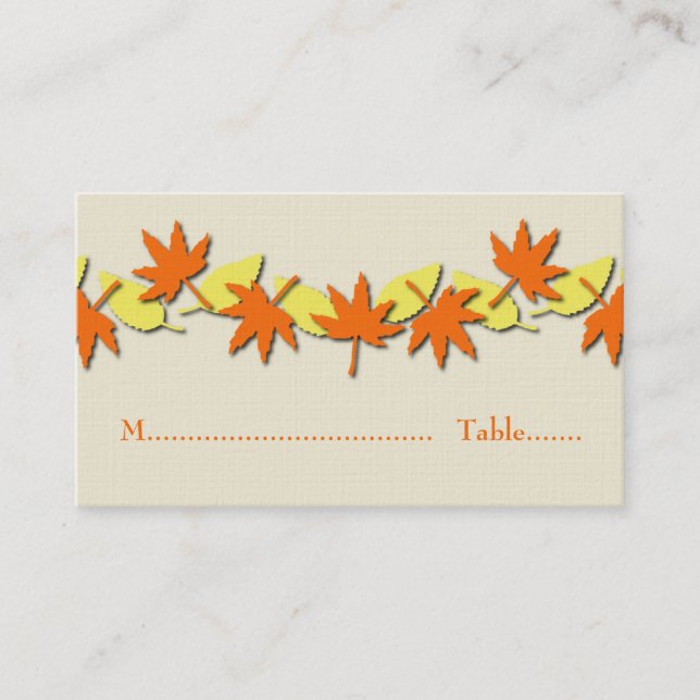 De Placement Feuilles Automne Carte Bordure, Orange/Jaune (Devant)