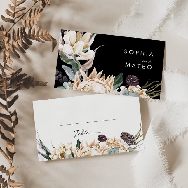 De Placement Floral blanc | Carte Mariage noir (Créateur téléchargé)