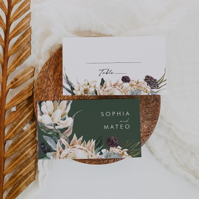 De Placement Floral blanc | Carte Mariage Vert foncé (Créateur téléchargé)