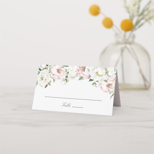 De Placement Floral Blush Pink White Peonies Élégante Carte Pla (Devant)