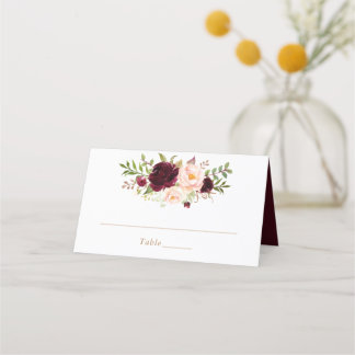 De Placement Floral Bourgogne Bleu Vert Élégant Carte Place