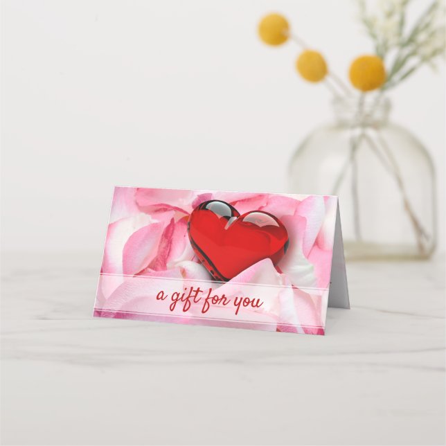 De Placement Glass Heart Valentine's Day Rose Petals Carte cade (Devant)