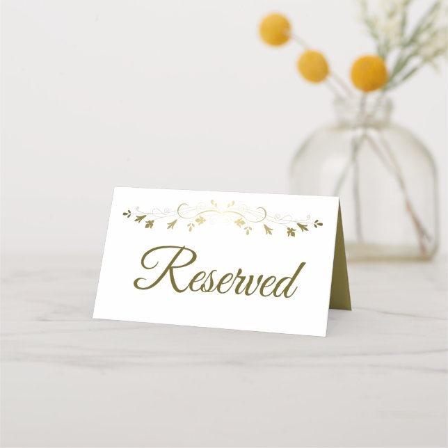 De Placement Gold Elegant Mariage Réservé Carte Place (Devant)
