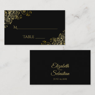 De Placement Gold Filigree Elegant Black Mariage carte d'escort