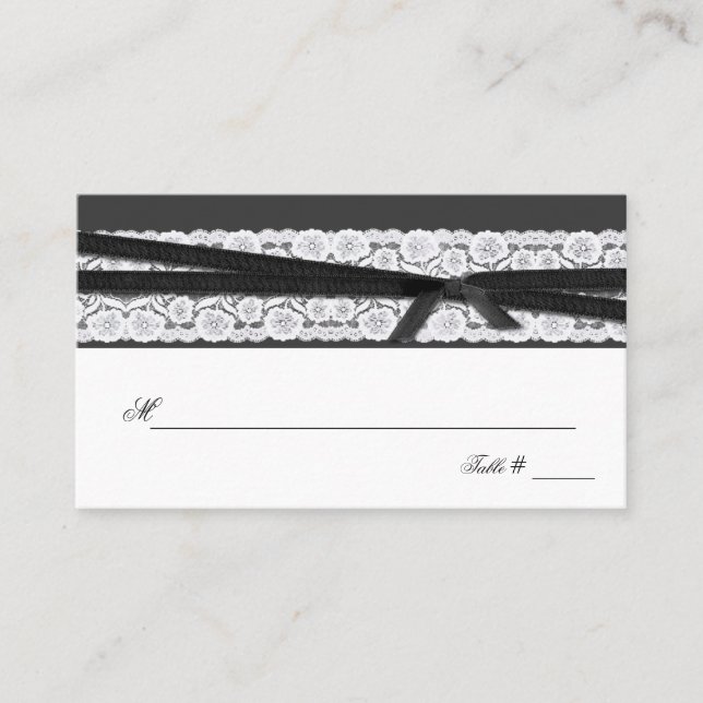 De Placement Gris chic avec Mariage en dentelle blanche Carte d (Devant)