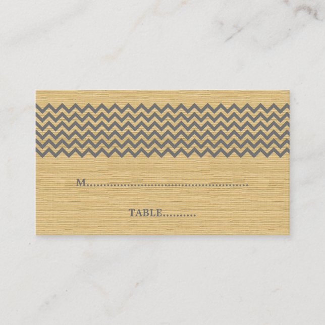 De Placement Gris Rustique Chevron Mariage Carte Place (Devant)